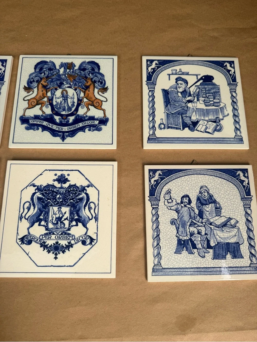 Delft Holland Handmade Tile -  6 Pharmacy Medicine Science Tiles